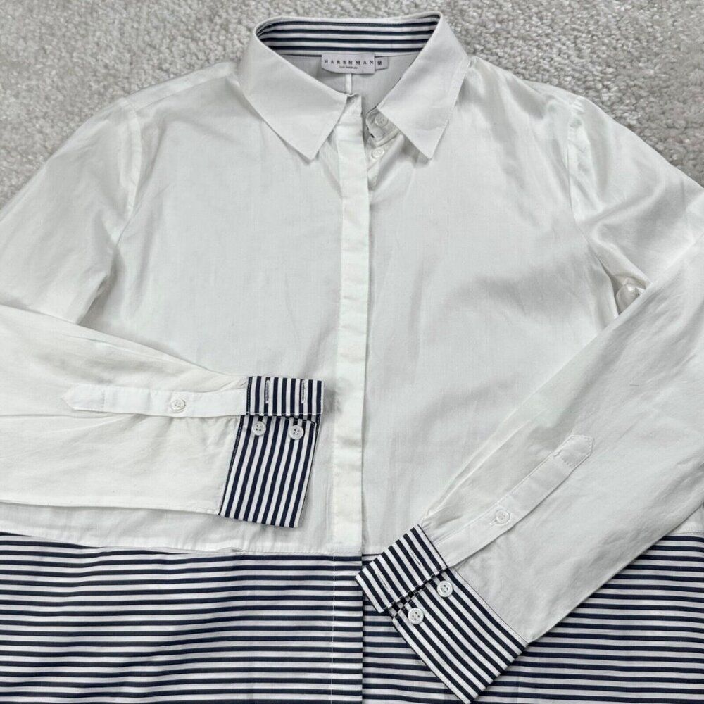 Harshman Stripe Mix Colorblock Button Up Shirt - image 7